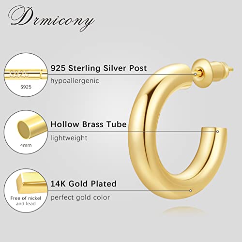 14K Gold Plated Lightweight Chunky Gold Hoop Earrings For Women,Small Gold Hoop Earrings,14K Gold Hoop Earrings,Gold Huggie Earrings,Gold Plated Hoop Earrings #TOP1