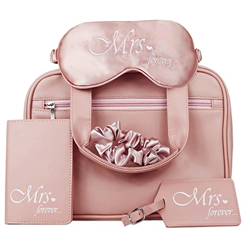 Bridal Shower Gifts Set for Bride to Be - Unique Fiancee Presents for Wedding Day - Honeymoon Travel Essentials - Bachelorette Party Gifts for Bride - Champagne Pink