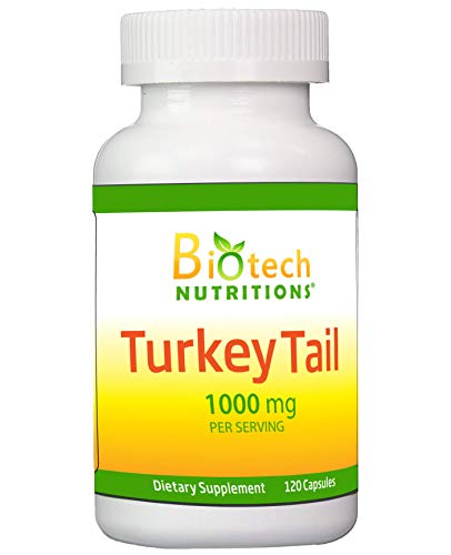 Biotech Nutritions Non-GMO Turkey Tail Mushroom 1000 Mgper Serving 120 Vegetable Capsules