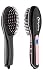 Nylea Hair Straightener Brush - Best Electric Ceramic Heating Straightening for Women - Anti Scald, Static, Detangling and Silky Straight [Black with Pink]