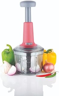 HAPPI Manual Push Chopper 900ml Steel Blade Hand Press Vegetables Chopper Kitchen For Cutting Salad, Onion, Chilly Mixer (... Price In India
