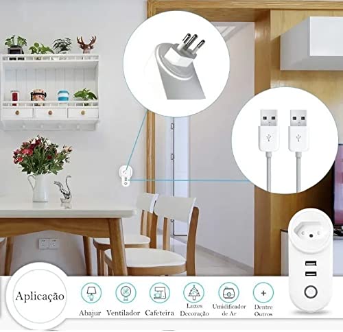 Smart Tomada Inteligente Duas Entradas Usb Wi-fi Compatível com Alexa e Google Home - BELLA NET