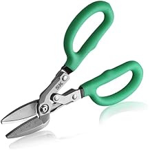 SK 10" Bent Compound Action Tin Snips, Metal Shears with Drop Forged Blades, Heavy Duty Metal Cutter Scissors, Ergonomic Handle for Comfortable Grip