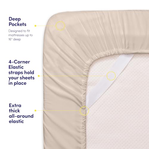 Image of 1500 Supreme Collection Extra Soft Split King Sheets Set, Beige - Luxury Bed Sheets Set with Deep Pocket Wrinkle Free Bedding, Over 40 Colors, Split King Size, Beige