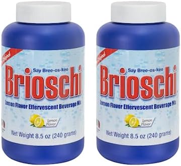 Brioschi Italian Lemon Flavored Effervescent Heartburn, Upset Stomach, Acid Indigestion, 8.5 oz bottle (Pack of 2)