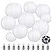 LIHAO 10er weiße Papier Laterne Lampions rund Lampenschirm mit 10 Pcs Weiß Mini LED-Ballons Lichter Hochtzeit Dekoration Papierlaterne (Verschiedene Größen)
