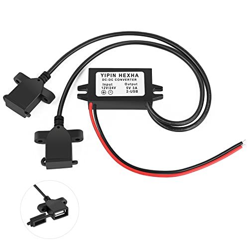 DC 24V/12V to 5V USB Type-C Right Angle Step Down Converter Output 3A 15W Buck Module Power Adapter (Dual USB Connector)