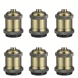 Hisxus E26 E267 Edison Vintage Lamp Socket, Pendant Lamp Holder, Light Sockets Replacement, Antique Look for Industrial, Decorative, DIY Lighting, 600℃ Heat Resistant, 6 Packs (Bronze)
