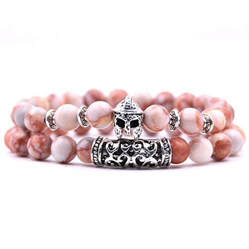 Ensemble de bracelets en pierre de bois rouge et finitions de luxe en alliage