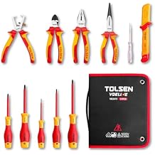 TOLSEN Insulated Screwdriver & Pliers Set 11-Piece VDE Insulated Set, 1000V Insulated Electrician Tool Set with Insulated Phillips and Slotted Screwdrivers, Insulated Pliers and Cable Knife