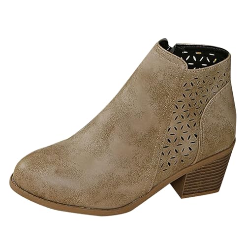 Générique Bottines Femme Cuir Bottines Femme Pieds Larges Décontracté Et Élégant Plate Souple Imperméable Bottine Confortable Chaudes Extérieur Bottine...