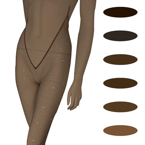 Image of High Side VCUT Carnival Stockings | V-Cut Carnival Fishnet Tights for Black Brown Women | Choose Color