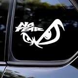 2PCS No Fear Motivational Vinyl Decal - 5.9'x3.5' Bold Sticker for Cars, Motorcycles, Gym - Inspirational Slogan Design|#AZ32 (White)
