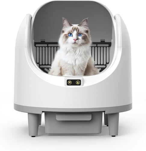 Katzenklo Selbstreinigende Katzentoilette Offene, Automatische Katzentoilette mit App & Sicherheitssensor, Geruchsbeseitigung, Große Fassungsvermögen, Anti Pinch Self Cleaning Cat Litter Box