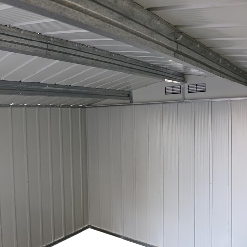 Duramax Eco 10 X 12 (11.68 M2) Metal Garden Storage Shed, Hot-Dipped Galvanized Metal Garden Shed, Tool Storage Shed, Strong Reinforced Roof Structure, Maintenance-Free Metal Shed, Anthracite - 12