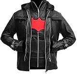 Black Hood Jacket and Vest - Knight Gamers Bat Hooded Leather Jacket 2 in 1 (L)