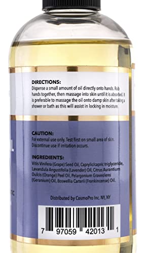 Lavender Relaxation Massage Oil - No Stain 100% Natural Blend Of Spa Quality Oils For Soothing, Calming, Aromatic Massage Therapy 8.8 Oz By Cosmetasa #TOP5