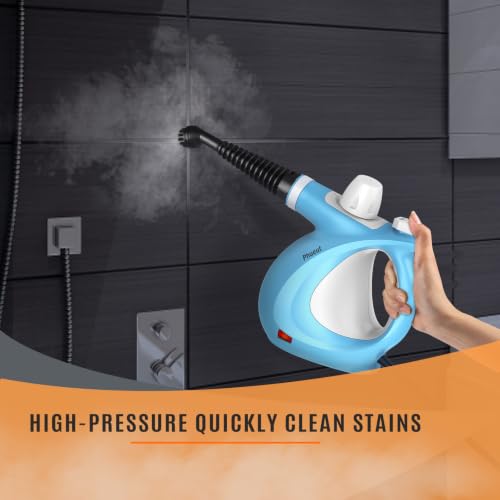 Image of Phueut Pressurized Handheld Multi-Surface Natural Steam Cleaner with 12 pcs Accessories, Multi-Purpose Steamer for Home Use, Steamer for Cleaning Floor, Upholstery, Grout and Car (Blue)