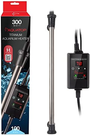 Aquatop 300W Titanium Heater with Controller - Fully Submersible For Fish Tanks Up To 100 Gallons, 68-92 Adjustable Temperature, Durable Water Heater, Aquarium Heater For Turtles & Large Fish, TH-C300