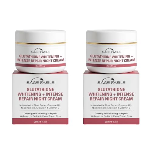 Image of Glutathione Whitening + Intense Repair Night Cream | Overnight Radiance With Niacinamide, Vitamin E, Shea Butter, Allantoin & Coconut Oil | For Men and Women (Pack of 2,30ml)