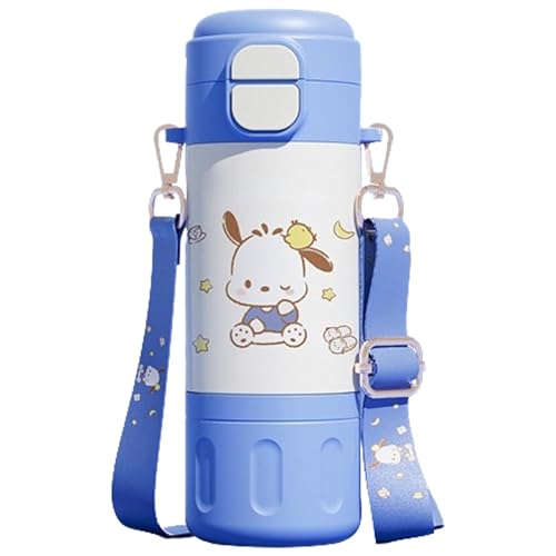Image of Kids Premium Water Bottle with Straw & Spout | Stainless Steel Water Bottle & Leak-Proof Flip Lid | Portable & Durable Design for School & Travel (480ml) (Violet-Blue)