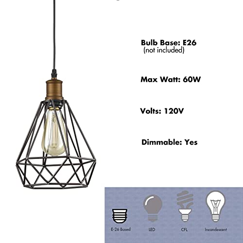 Image of YUBOLE Plug in Pendant Light - 16ft Cord Apartment Friendly｜No Drill Vintage Industrial Hanging Lamp｜ETL Certified for Bedroom /Kitchen｜Edison Bulb Compatible