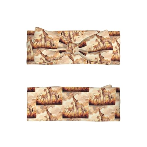 Giraffe mother and child Prints Baby Bow Headband - Super Stretchy Soft Bows Hair Accessories for Newborn Infant Toddlers Kids Girls - Elastic and Skin-Friendly2