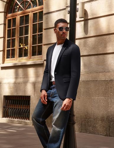 PJ PAUL JONES Herren Freizeit Anzugjacke Einfarbige Formelle modern 1 Knöpfe Sakko Slim Fit Sportlich Blazer, Schwarz, M