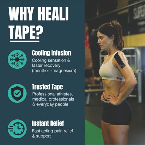 Image of Heali Kinesiology Tape with Magnesium and Menthol, 20 Pcs Precut Strips, K Tape Roll, Knees, for Physical Therapy, Sports, Muscles and Joints, Water Resistant - Eco - Black Camo