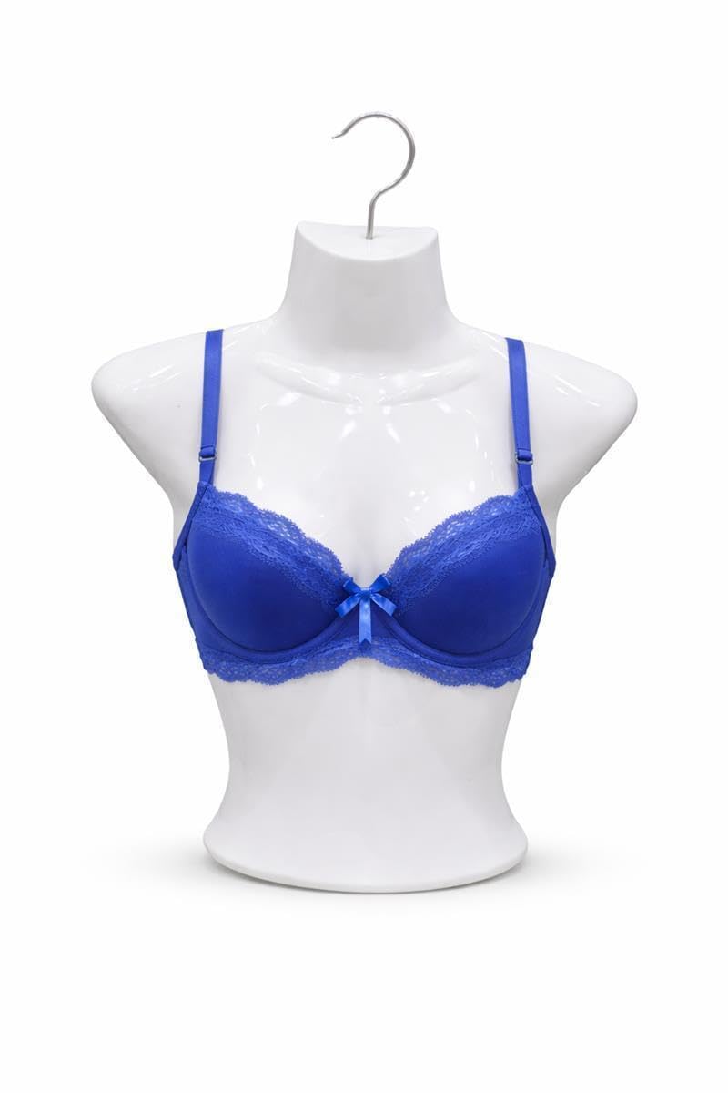 5er Set Damen Torso Halbschale Weiß – Weiblicher Damentorso Kunststoff – Schaufensterpuppe Oberkörper mit Haken – Büste zum Präsentieren von Kleidung & Dessous