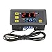 CALISTOUK Controlador de Temperatura Digital, Termostato W3230 DC 12V AC 110V-220V, Pantalla LED, Refrigeración por Calor, Sonda Impermeable