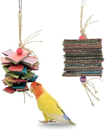 best bird toys for cockatiels that like cardboard - find the hidden gems 5 Rebecca online 2 Pack Small Parrots Shredding Toys Natural Cardboard Paper Birds Chew Toy for Cockatiel Budgies Conures Parakeet Lovebirds Canary Hanging Cage Accessories
