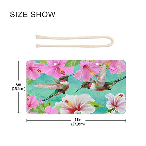image for Vdsrup Pink Hibiscus Hummingbirds Hanging Door Sign Plaque Spring Summ
