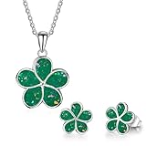 Jewellery Set For Women Necklace Pendant & Drop Earrings with Gift Box (Green)