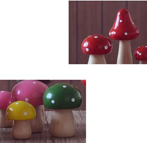 SUPVOX 3pcs Mushrooms Miniature Figurines Mini Wooden Mushrooms Fairy Garden Accessories Flower Pots Micro Landscape Decoration Supplies (Red)