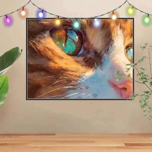 Peinture Diamant Kit Chat Crème pour Sublimer votre Intérieur avec un Tableau XXL