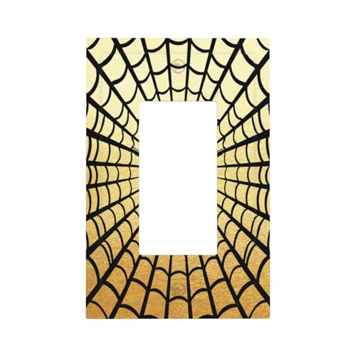 Decorative Outlet Covers Black Spider Spiderweb on Golden Background 1 Gang Rocker Light Switch Cover Plate Single Decora Light Switch Covers Wall Plate Faceplate for Home Decor