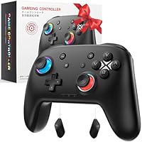 Switch Controller, Wireless Bluetooth Controller for Nintendo Switch 2/Switch/Lite/OLED, game controllers Compatible with iPhone/Mac/iPad/iOS/Android/Phone/PC/Steam and TV with Rotary Motors, RGB Hall Effect Joysticks/Macro Back Buttons/Turbo Modes/6-Axis/Motion/Wake up