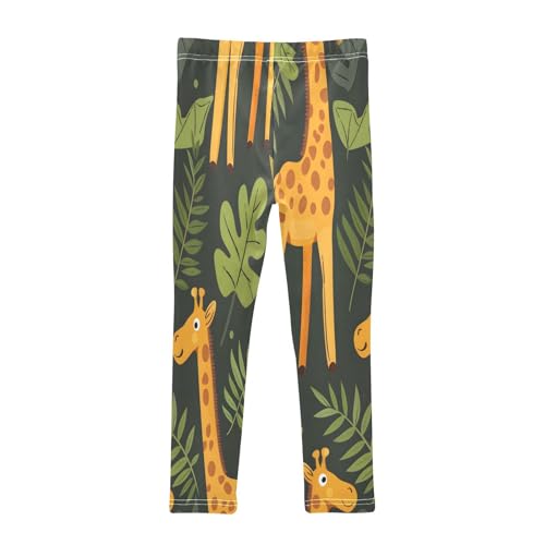 Toddler Girls Leggings Printed Yoga Pants Leggings Giraffe Leaves Hand Drawn for Kids2