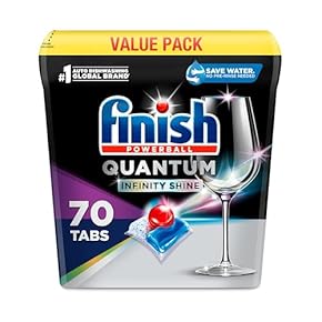 Finish® Quantum® Infinity Shine® Lessive automatique pour lave-vaisselle, fraîche, 70 pastilles – Élimine les taches séchées
