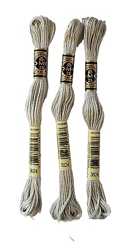 Image of DMC 6-Strand Embroidery Cotton 8.7yd - Very Light Brown Grey - 117-302 - Bundle of 3 Skeins4