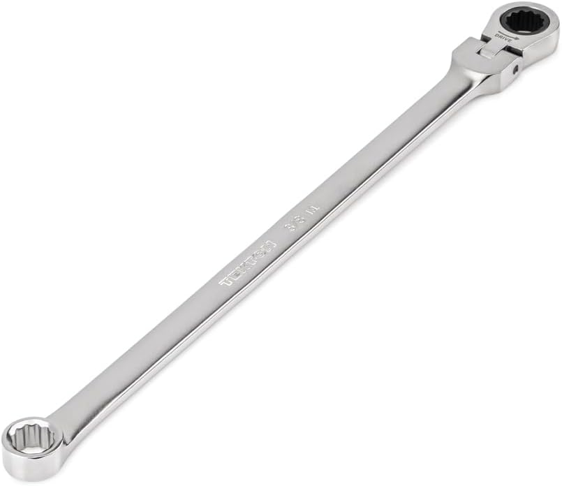 TEKTON 3/8 Inch Long Fixed/Flex Head 12-Point Ratcheting Box End Wrench | WRB35310