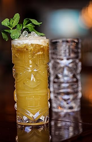 Image of BINZO Glass Modern Bar Cocktail, Mocktail Glasses, 420 ML, Set of 6, Perfect for Exotic Cocktails, Beer, Tiki, Cold Drinks, Juice, Beer, Any Drink., Transparent