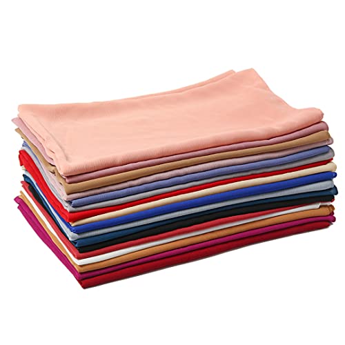 XYGJZ 2pcs Set Women Chiffon Scarves Soft Crinkle Crepe Hijab Long Scarf Wrap Scarves Muslim Shawl4