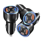 USB C Car Charger 3 Pack, Bangfun 4-Port 65W Dual 12V USB-C & USB A Car Charger Power Adapter QC+PD 3.0 Fast Charging Cigarette Lighter Plug for iPhone 16/15/14/13/11 Pro,Samsung S24,Android(Black)