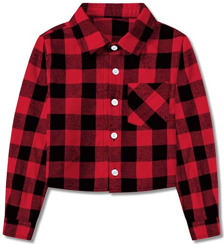 Image of SANGTREE Girls & Women's Long Sleeve Flannel Plaid Shirt Button Down Shirts, 3 Months - US 2XL