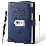XIYUNTE Journal with Lock Personal Diary, A5 Lockable Notebook with Pen & Gift Box, Lockable Journal for Adults, Refillable Secret Diary with Lock, 200 Pages 100gsm Premium Paper, Blue