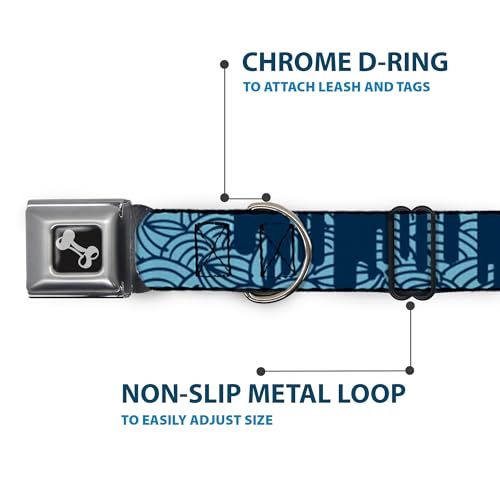 Collier chien Doodle1 bleu Buckle Down en forme d'os réglable large