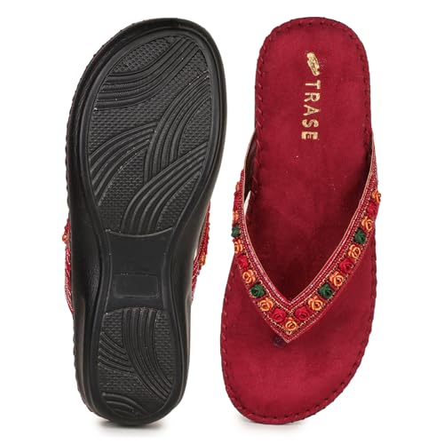 Image of TRASE Orthopedic Comfortable Footwear for Women | Stylish V Strap Chappal with Soft Cushioned Footbed | Perfect Slippers for Woman Daily Use