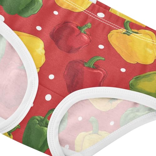 Wusikd Pepper Girls' Underwear Cotton Red Yellow Green Girls Briefs Soft Toddler Underwear 2T4